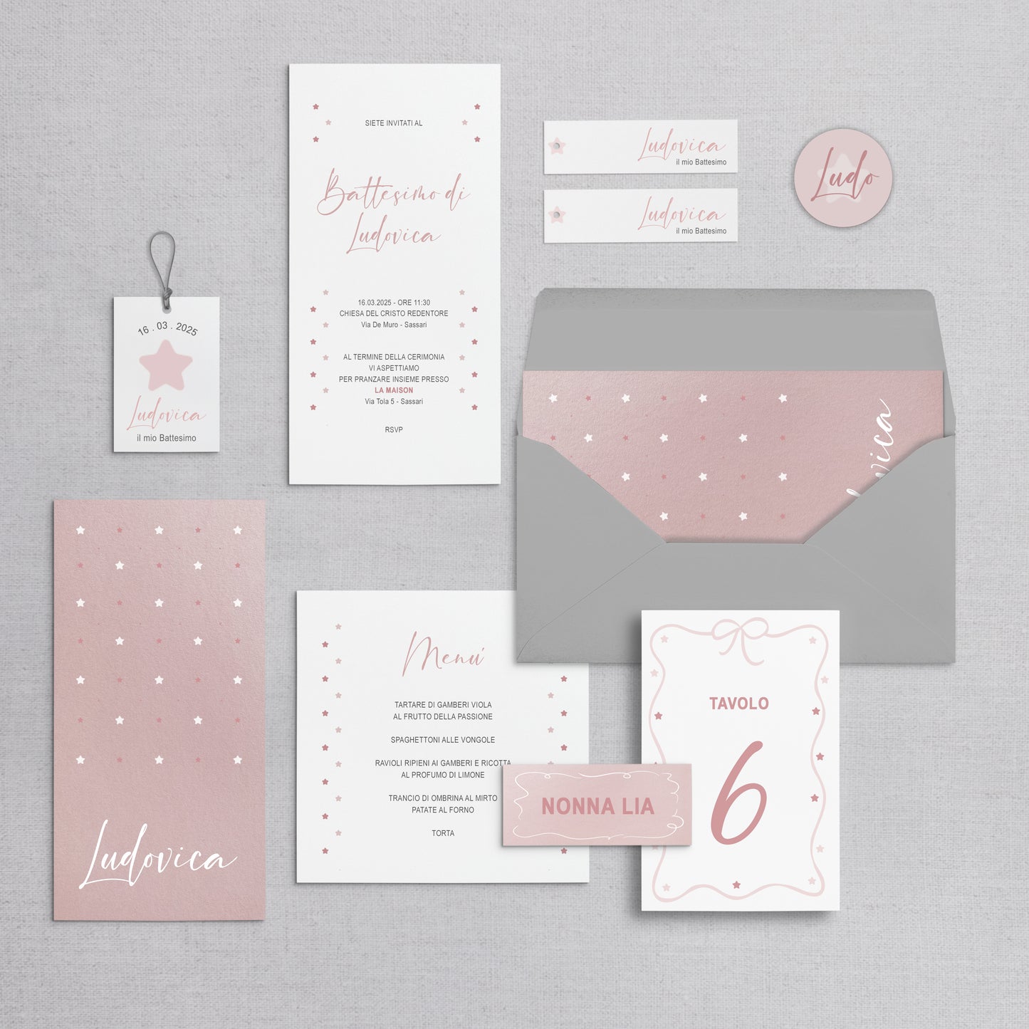 LUDOVICA - Invito Battesimo Stelline