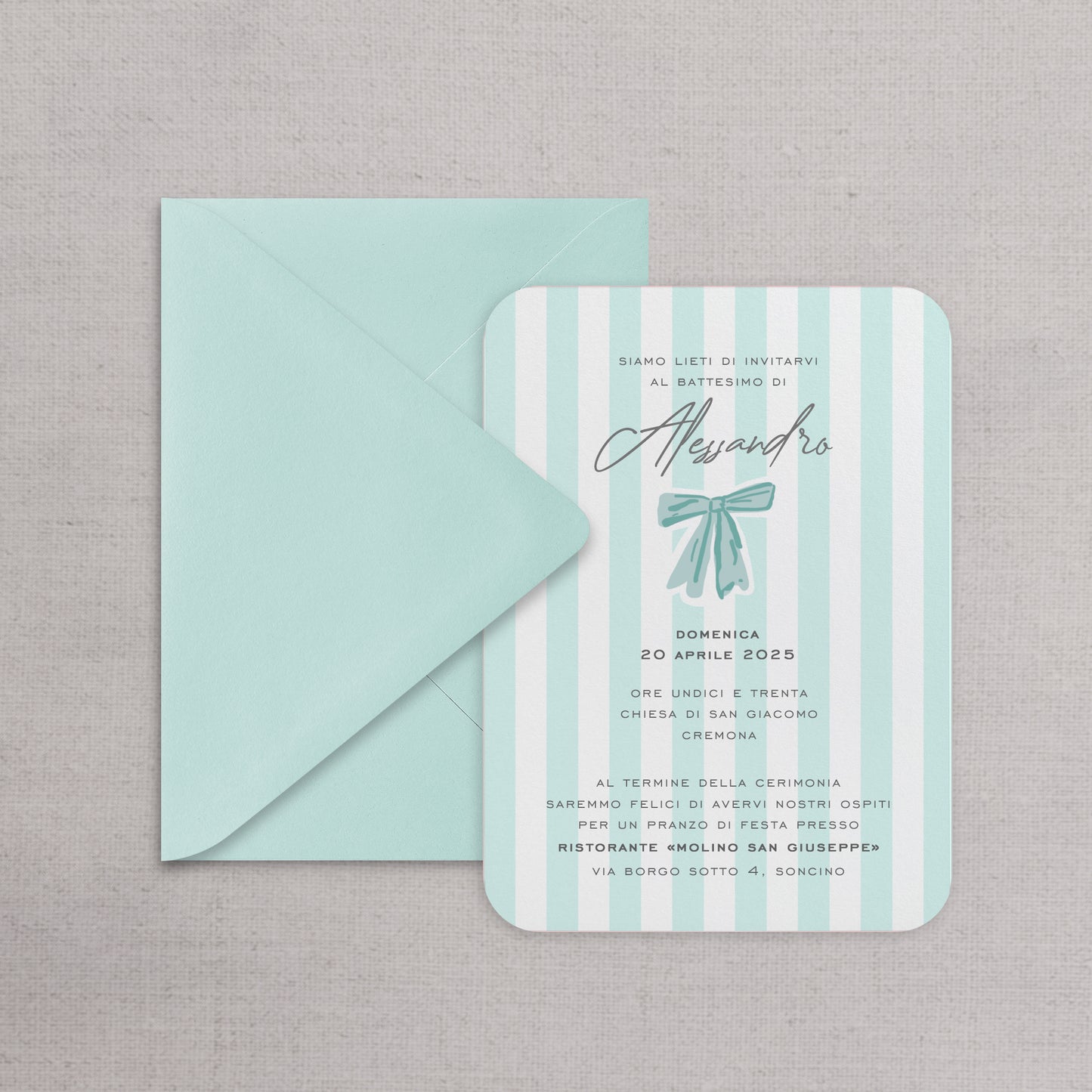 STRIPES - Invito Battesimo (Opzioni colori disponibili)