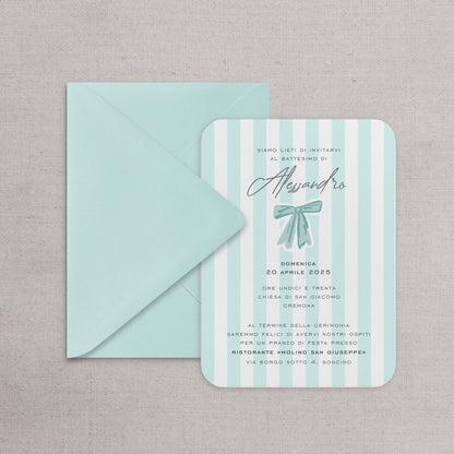 STRIPES - Invito Battesimo (Opzioni colori disponibili)