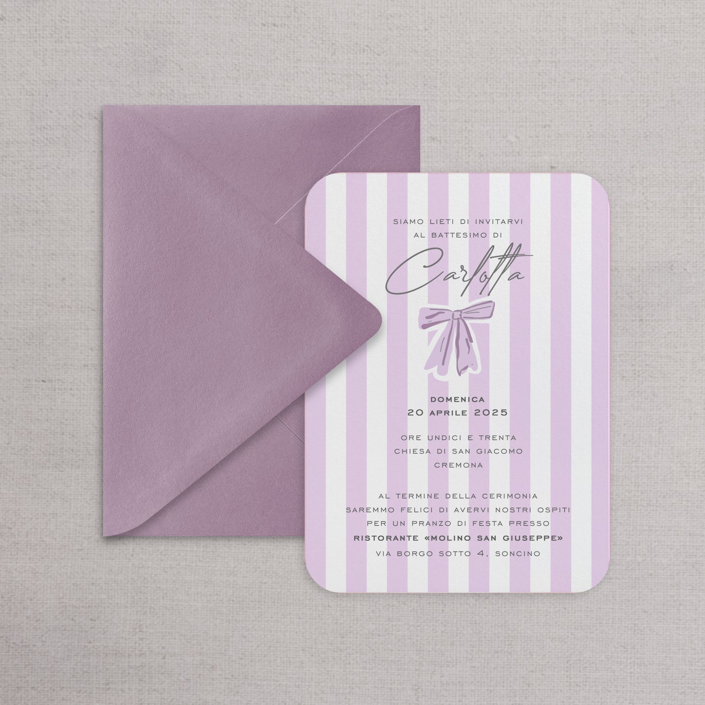 STRIPES - Invito Battesimo (Opzioni colori disponibili)