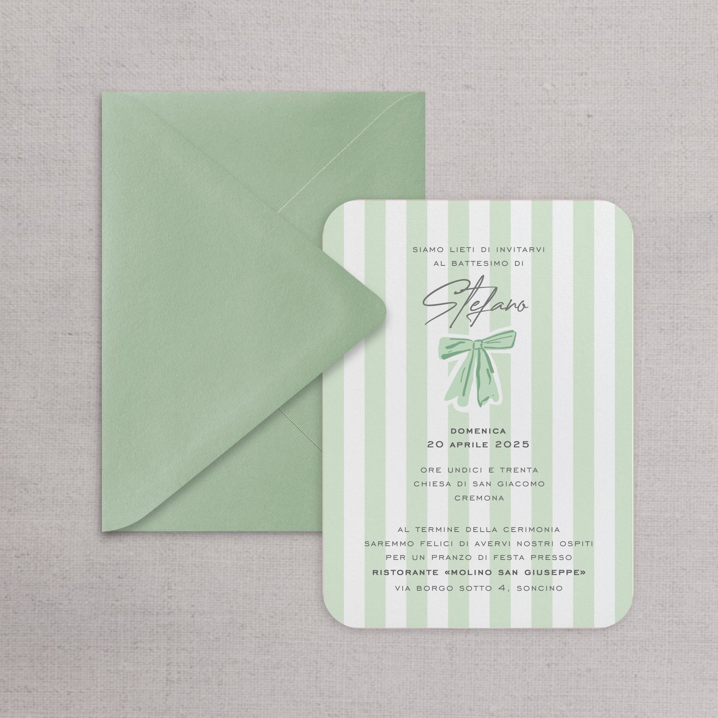 STRIPES - Invito Battesimo (Opzioni colori disponibili)