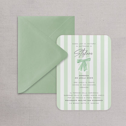STRIPES - Invito Battesimo (Opzioni colori disponibili)