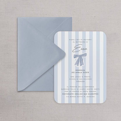 STRIPES - Invito Battesimo (Opzioni colori disponibili)