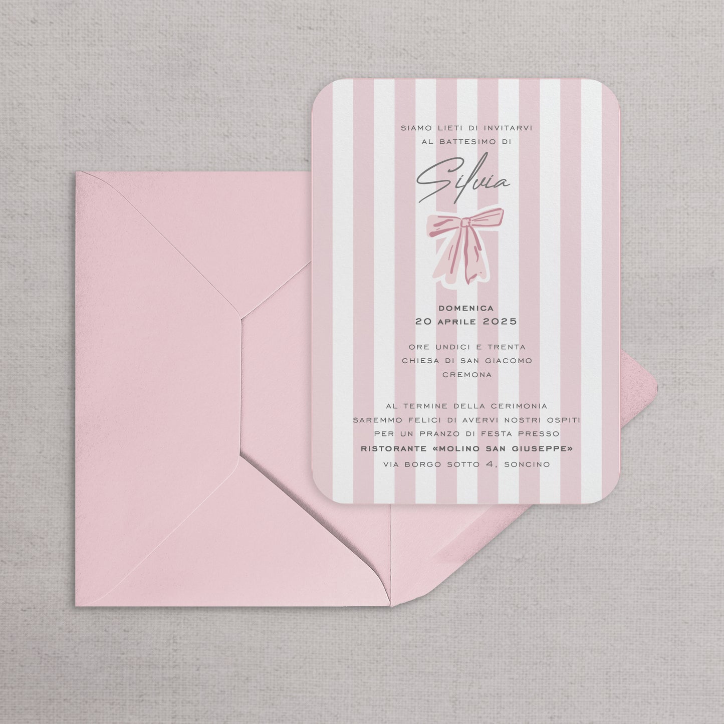 STRIPES - Invito Battesimo (Opzioni colori disponibili)