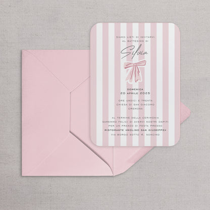 STRIPES - Invito Battesimo (Opzioni colori disponibili)